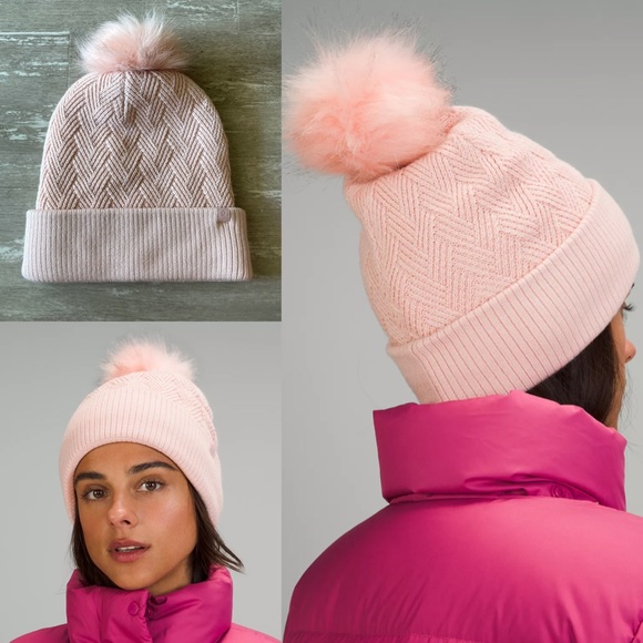 Lululemon Chevron Knit Pom Beanie Pink 